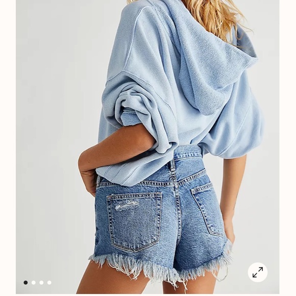 Free People High Rise Raw Hem Jean Shorts - Picture 14 of 14